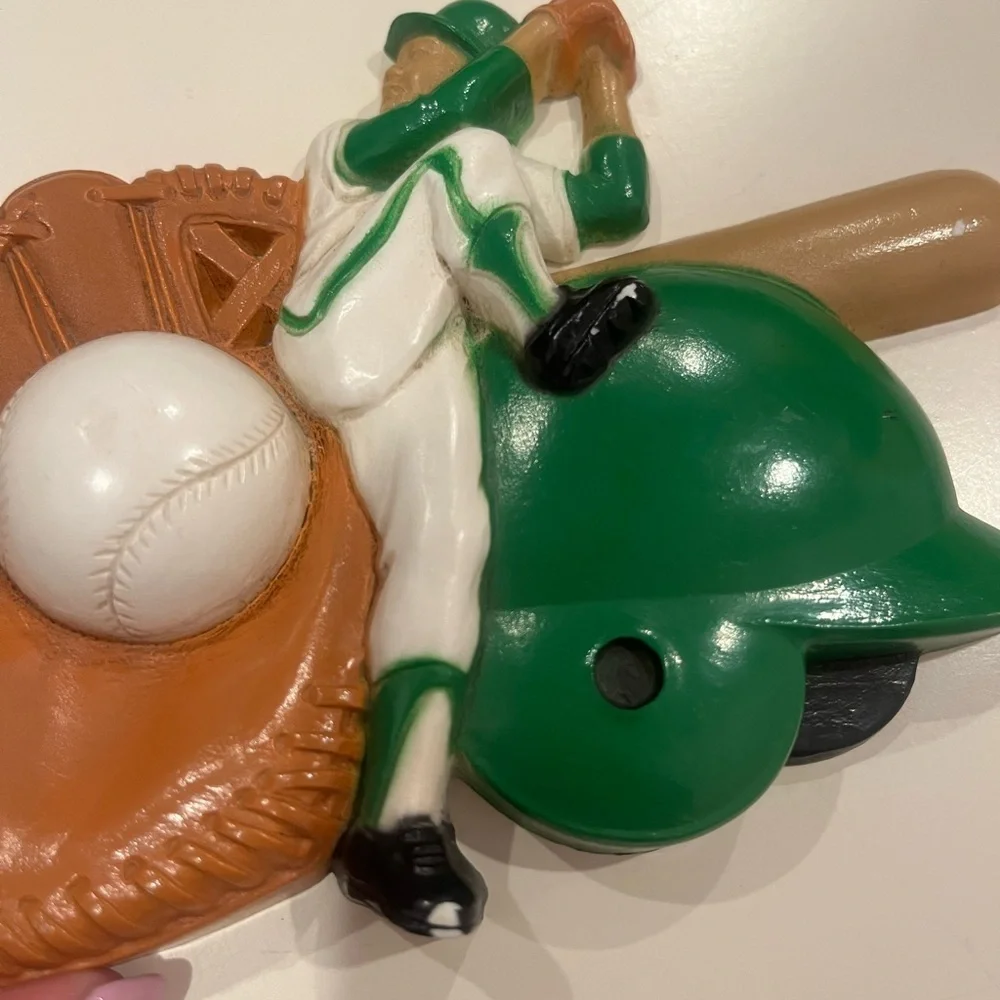 Lot of 2 vintage baseball and basketball wall hangings/decor
